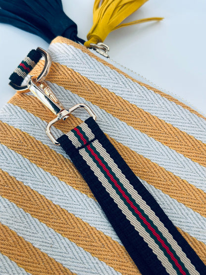 Colorful Striped Canvas Clutch Bag